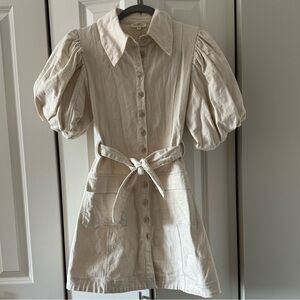 Puff sleeve denim dress